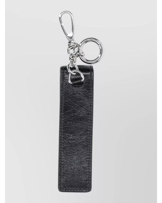 Maison Margiela White Leather Strap Keyring Metal Ring Accessory for men