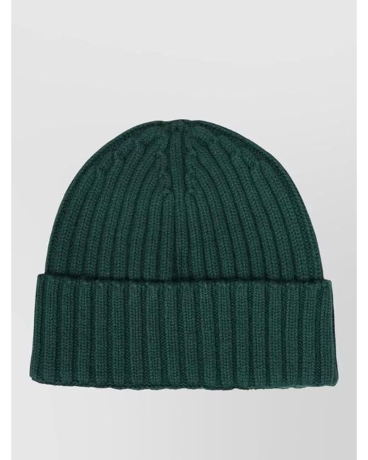 Mc2 Saint Barth Green Knit Hat Folded Cuff Ribbed Design for men