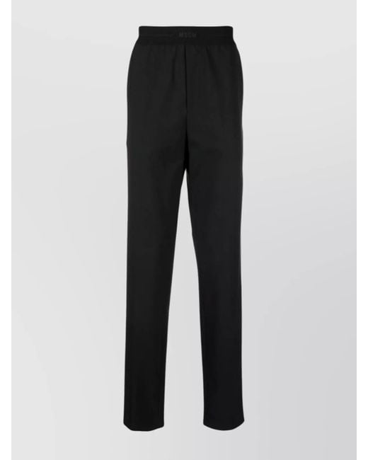 MSGM Black Virgin Wool Straight-Leg Trousers for men