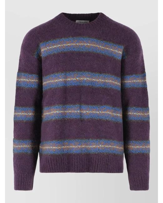 Dries Van Noten Blue Master Alpaca Blend Crew Neck Sweater for men