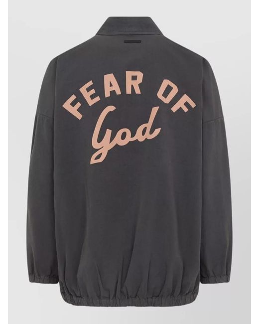 Fear Of God Gray Collared Windbreaker Jacket Elasticated Hem for men