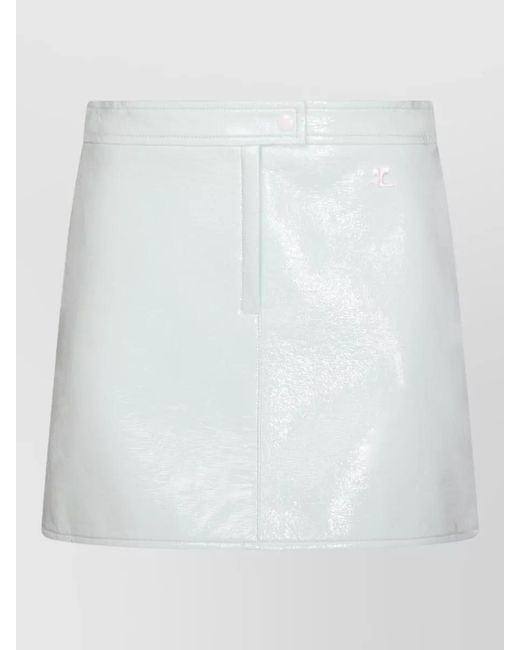Courreges White Midi Skirt Knee Length Shiny Buttons