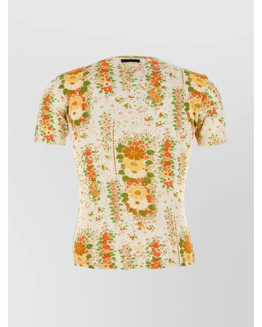 Prada Metallic Costina Floral Crewneck T-Shirt for men