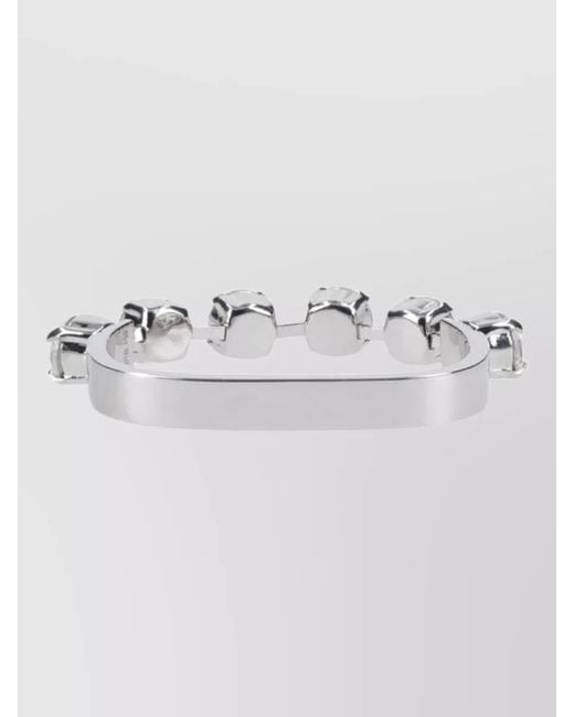 MM6 by Maison Margiela Metallic Gemstone Accents Square Band Ring
