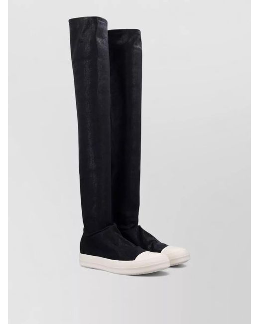 Rick Owens Black Overknee Sock Sneakers Flat Sole Contrast