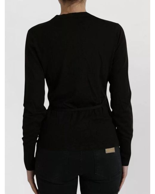 Dolce & Gabbana Black Virgin Wool V-Neck Wrap Cardigan