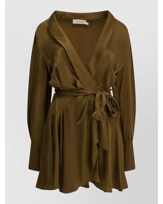 Zimmermann Green Silk Wrap Blouse