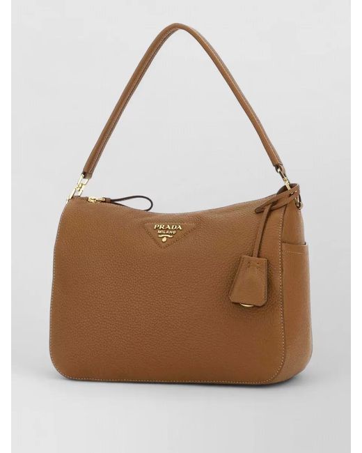 Prada Brown Medium Leather Shoulder Bag Top Handle