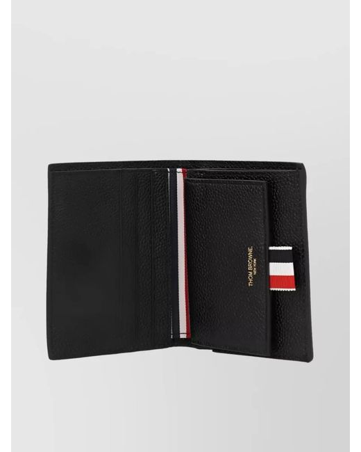 Thom Browne Black Textured Leather Bi-Fold Wallet for men