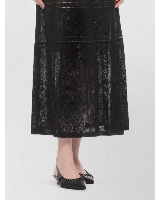 D.exterior Black Crochet Lace Halter Dress Sheer Design