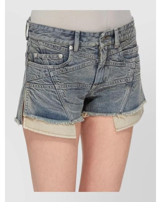 Rick Owens Gray Denim Cutoff Shorts