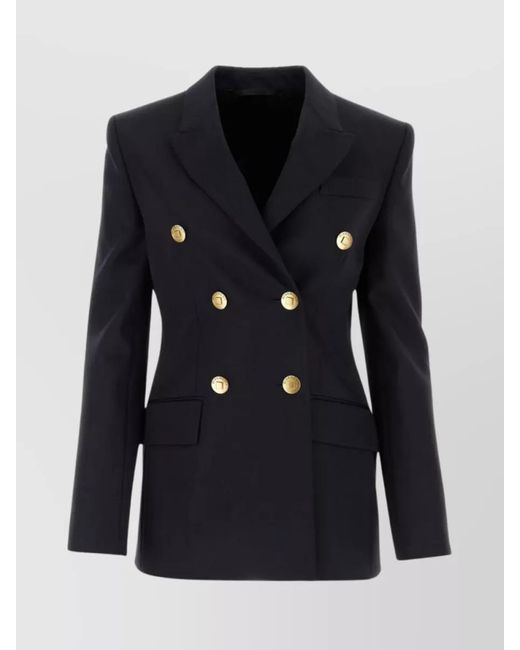 Givenchy Blue Wool Blend Blazer With Back Slit And Multiple Pockets