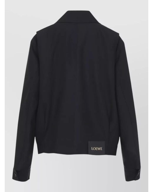 Loewe Blue Wool Silk Belted Fitted Jacket