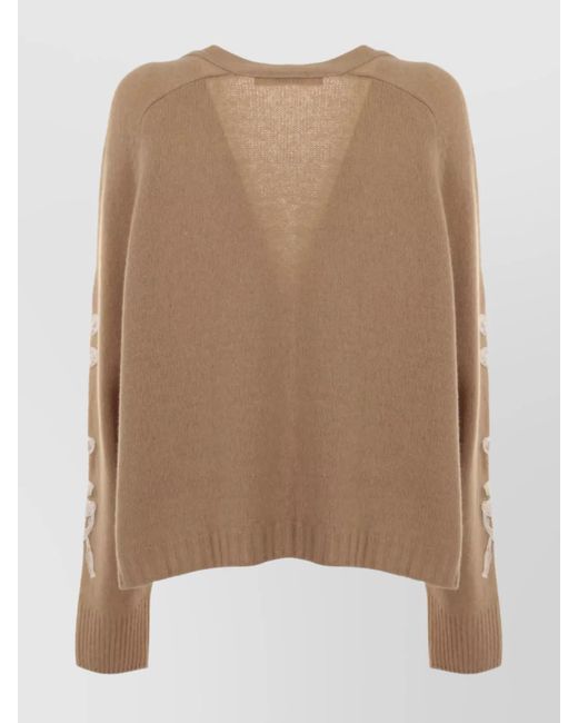 Philosophy Natural Cashmere V-Neck Ribbed-Hem Cardigan