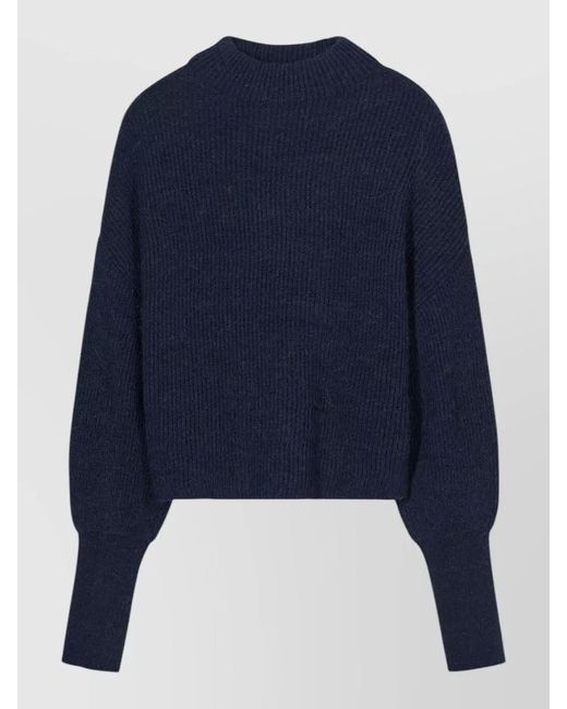 Closed Blue Wool Blend Jumper Cropped High Neck