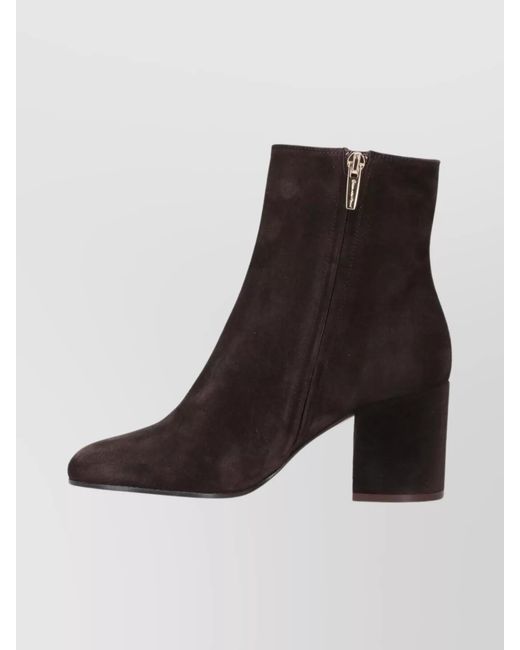 Gianvito Rossi Brown Suede Ankle Length Block Heel Boots