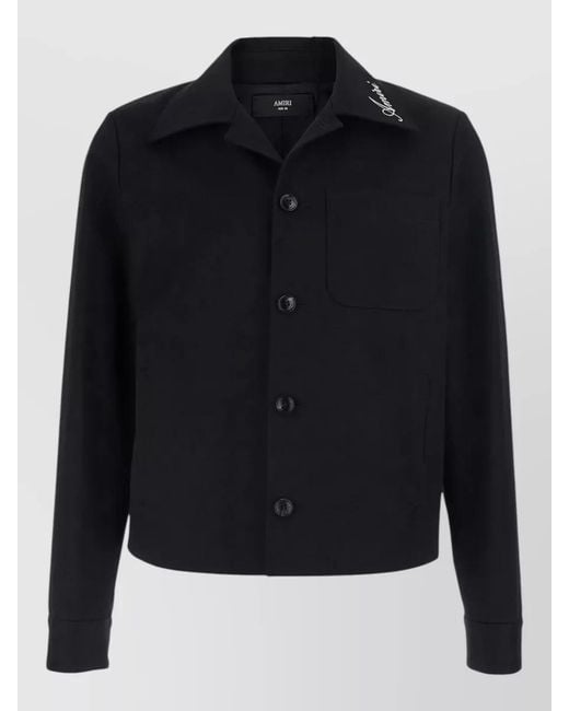 Amiri Blue Script Cotton Blouson Long Sleeve Chest Pocket for men