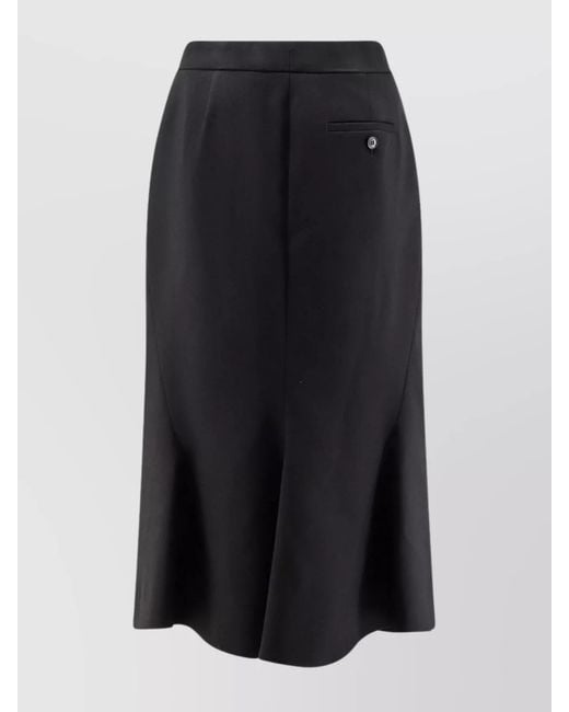 McQueen Blue Wool Midi Pencil Skirt