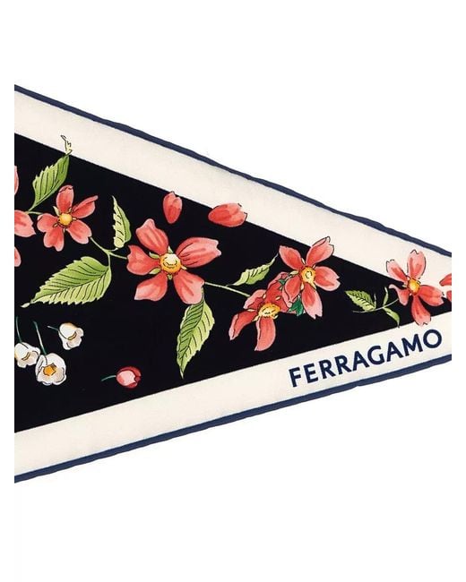Ferragamo White Silk Primavera Print Scarf