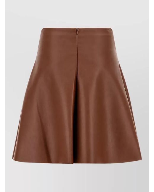 Nude Brown Leather A-Line Skirt