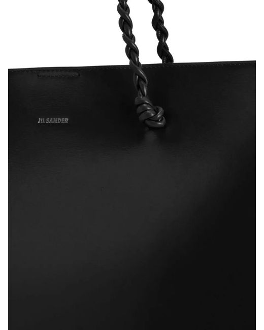 Jil Sander Black Tangle Leather Tote Bag