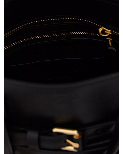 Moschino Black Leather Folded Shoulder Bag