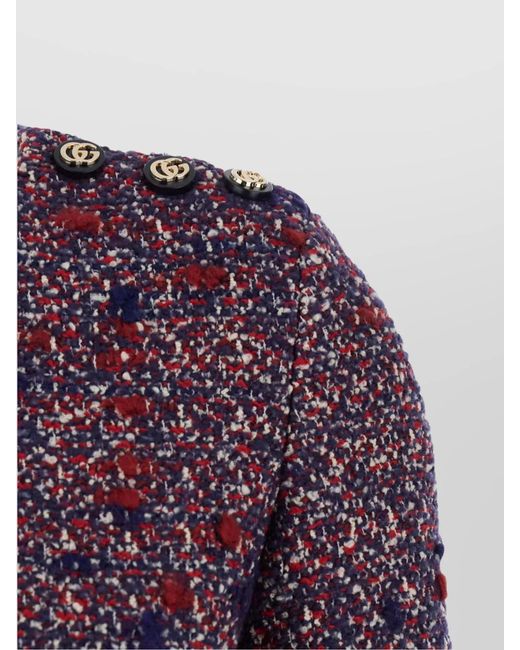 Gucci Purple Wool Tweed Short-Sleeve Mini Dress