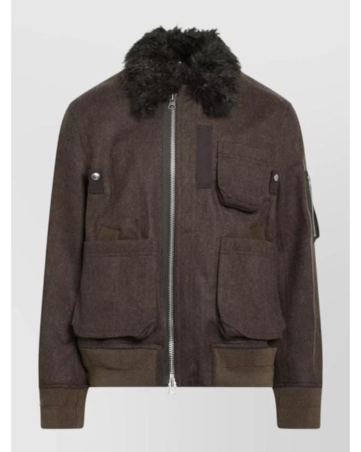 Sacai Brown Bomber Jacket for men