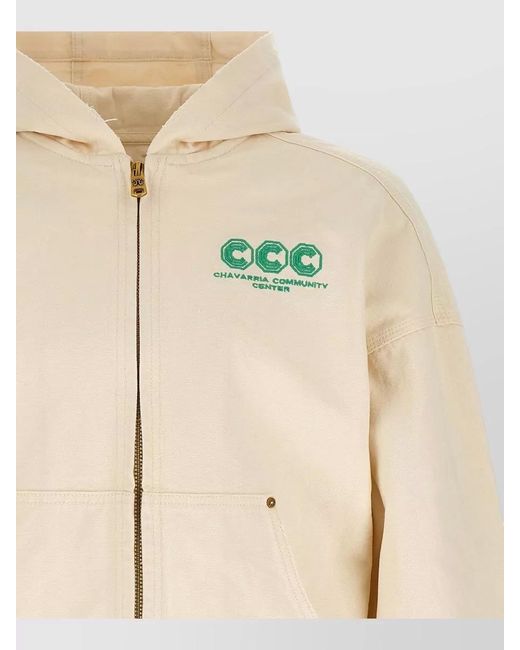 Willy Chavarria Natural Juggernaut Workwear Hooded Jacket Front Pockets for men