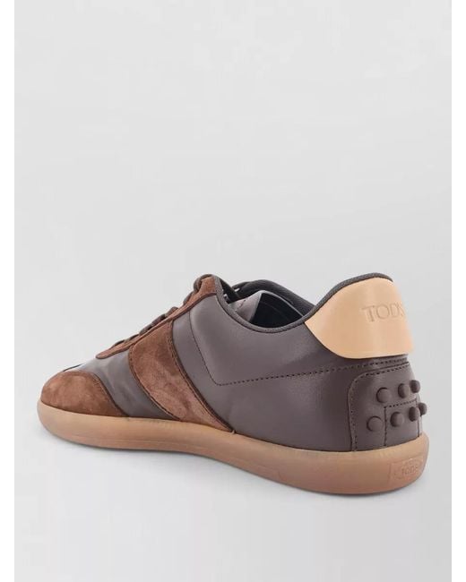 Tod's Brown Cassetta Lace Up Leather Suede Sneakers for men