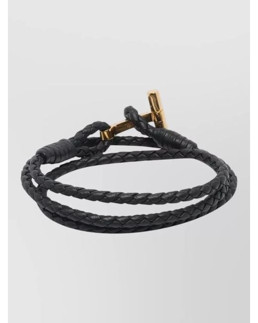 Tom Ford Multicolor Braided Leather Wrap Bracelet Adjustable Knot for men