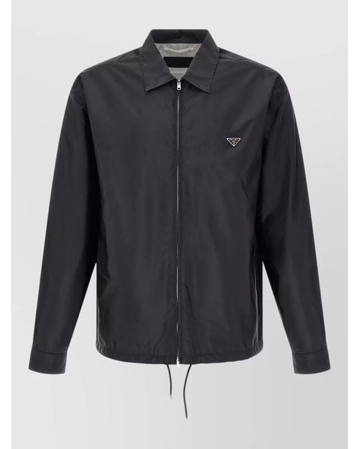 Prada Blue Re Nylon Lightweight Overshirt Jacket for men