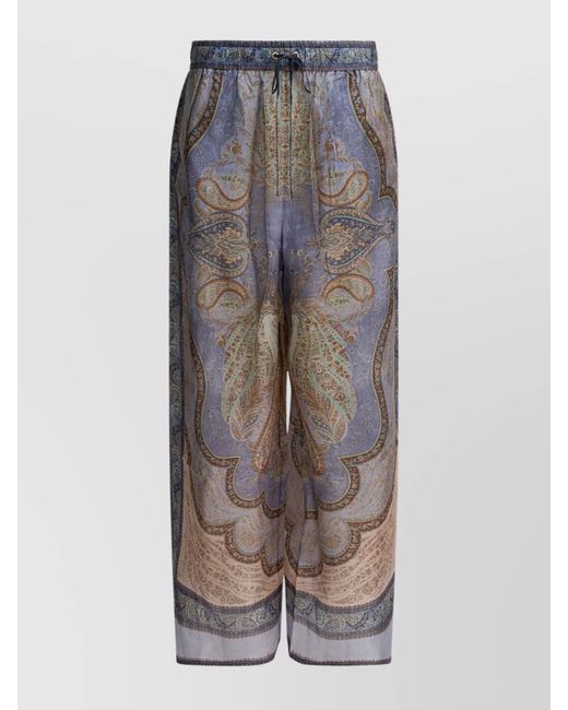 Zimmermann Multicolor Silk Printed Wide-Leg Trousers