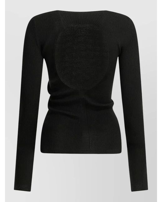 Rick Owens Black Sheer Ribbed Knit Top Fitted Silhouette