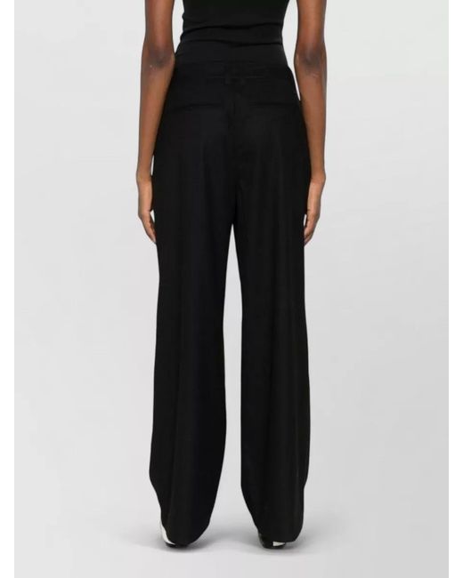 DUNST Black High Waist Pleated Wide Leg Belted Trousers