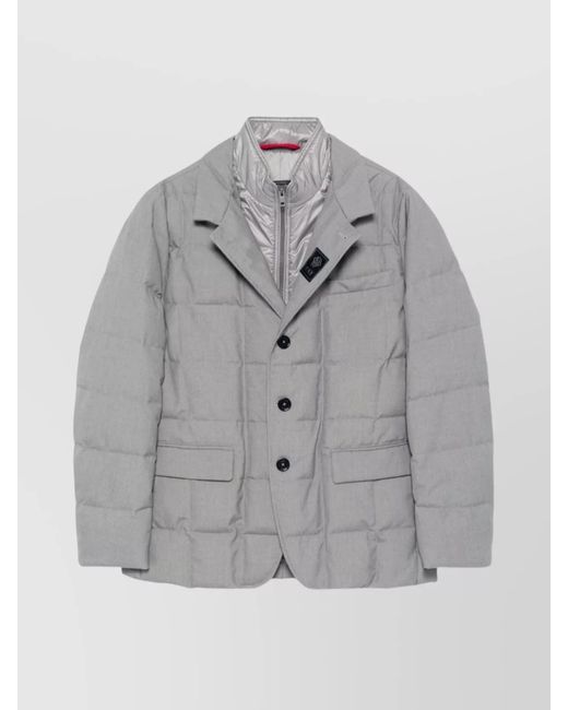 Fay Gray Layered Design Puffer Jacket for men