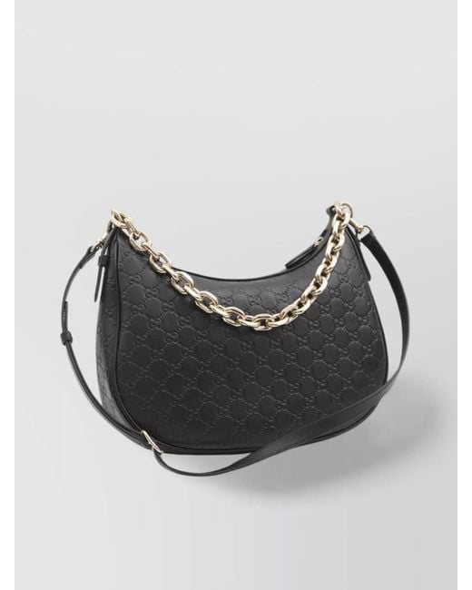 Gucci Gray Gg Emblem Large Shoulder Bag