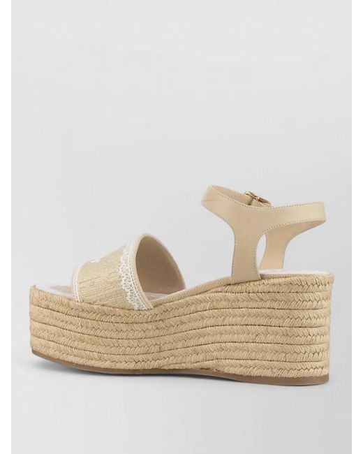 Dior Natural Espadrille Sandals Open Toe Platform Ankle Strap