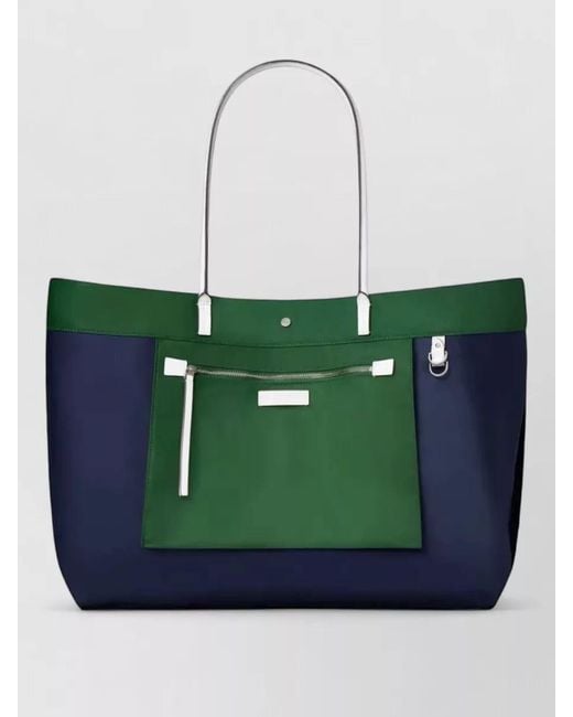 Tory Burch Green Ella Twist Reversible Dual Tone Tote Bag