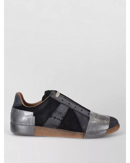 Maison Margiela Black Sneakers Contrast Stitching Panel Detailing Rubber Sole for men