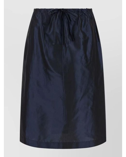 Prada Blue Midi Taffeta Skirt Ruffled Sheath Design