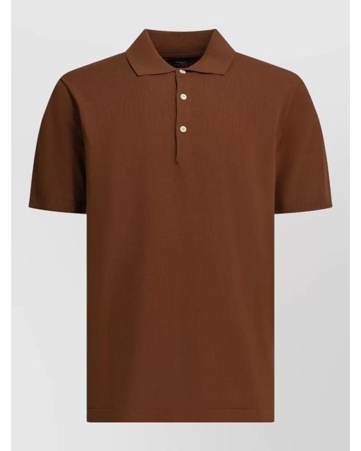 Beams Plus Brown Cotton Button-Down Polo Shirt for men