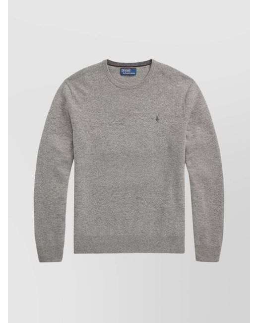 Polo Ralph Lauren Gray Crew Neck Ribbed Knit Sweater for men