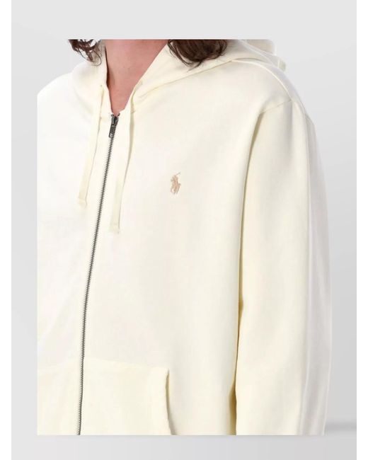 Polo Ralph Lauren White Zip Hoodie Hooded Seasonal for men