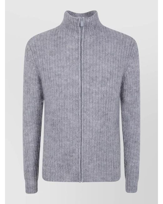 Aspesi Blue Mohair Wool Zip Up Jacket for men