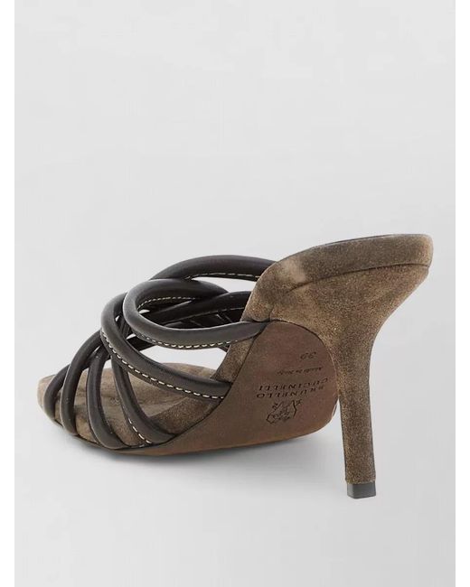 Brunello Cucinelli Multicolor Leather Sandals Open Toe Stiletto Heel Straps
