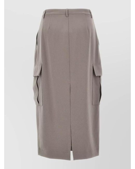 Theory Gray High Waist Cargo Midi Skirt Belt Loops