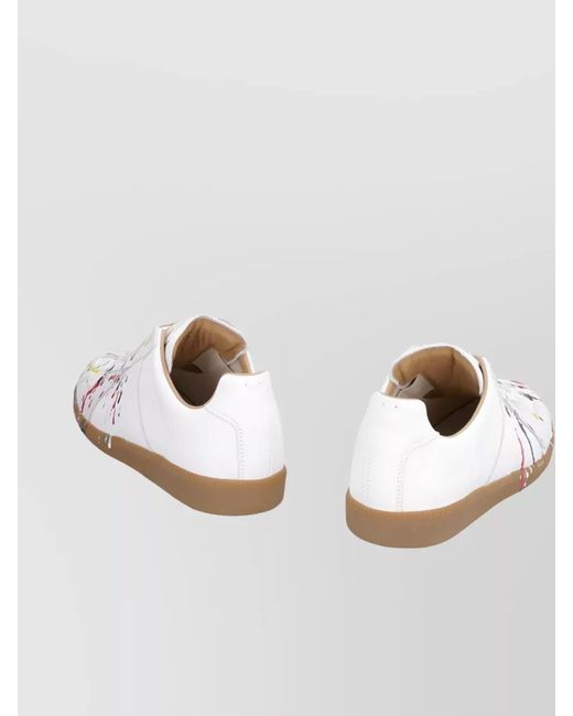 Maison Margiela White Creative Lambskin Sneakers With Paint Splatter for men