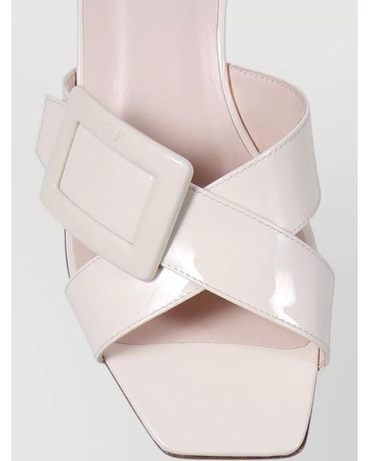 Roger Vivier Pink Buckle Mule Sandals Open Toe Block Heel
