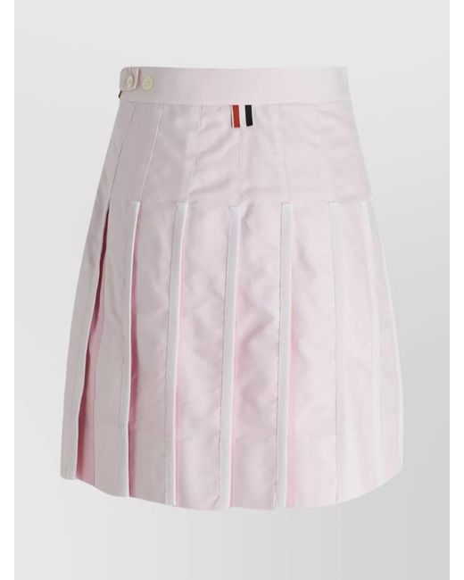 Thom Browne Pink Cotton Pleated Mini Skirt